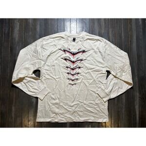 AS Colour Heavy Long Sleeve Shark Teeth Graphic Shirt Cream Mens